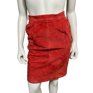 ⭐️Toffs Red Suede Leather Pencil Skirt Sz-4